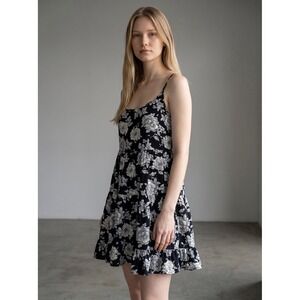 Brandy Melville Jada Dress One Size Black Floral Mini Sundress Spaghetti Strap